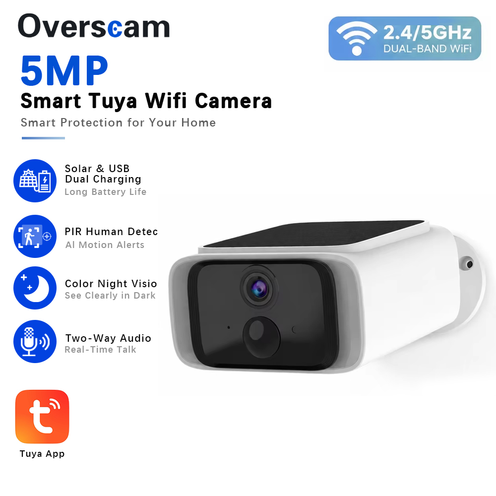 Home Security Front Door - Tuya 5MP Solar Security Camera Wireless