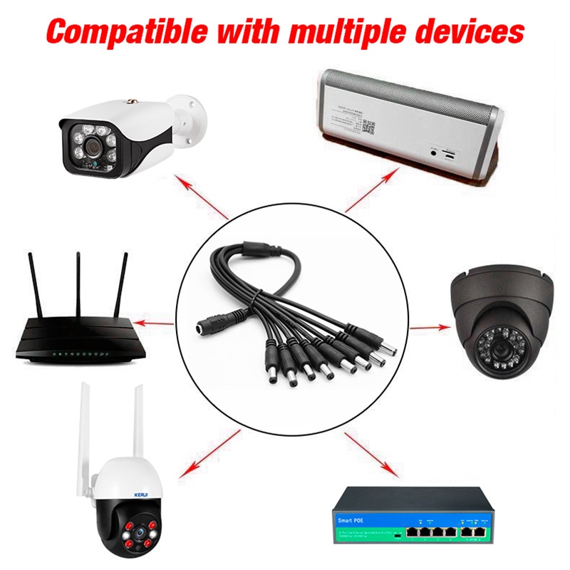 5.5 x 2.1mm 1 Female to 2 4 8  - Home Security La recension och pris