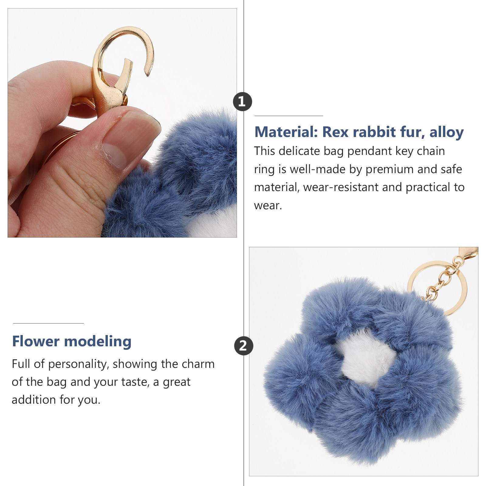 Pompom Flower Key Chain Bag Pe - Home Security Ring recension och pris
