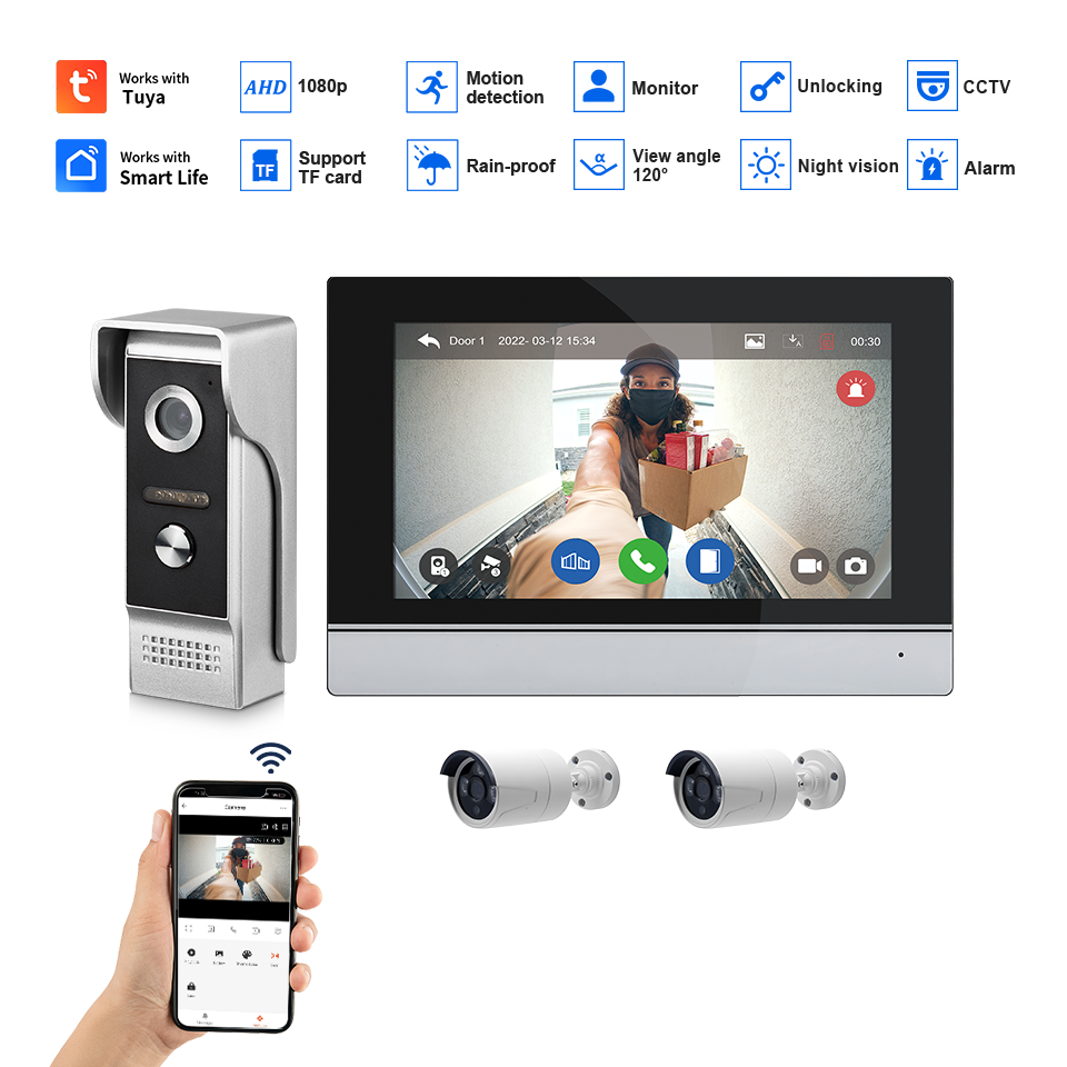 7Inch IPS Screen 2MP  Tuya Rem - Home Security La recension och pris
