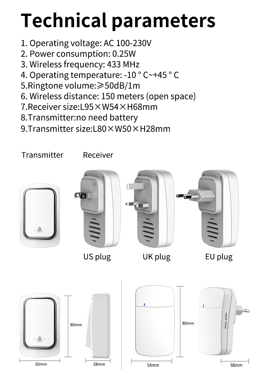 Wireless Doorbell Welcome Chim - Home Security Ring recension och pris